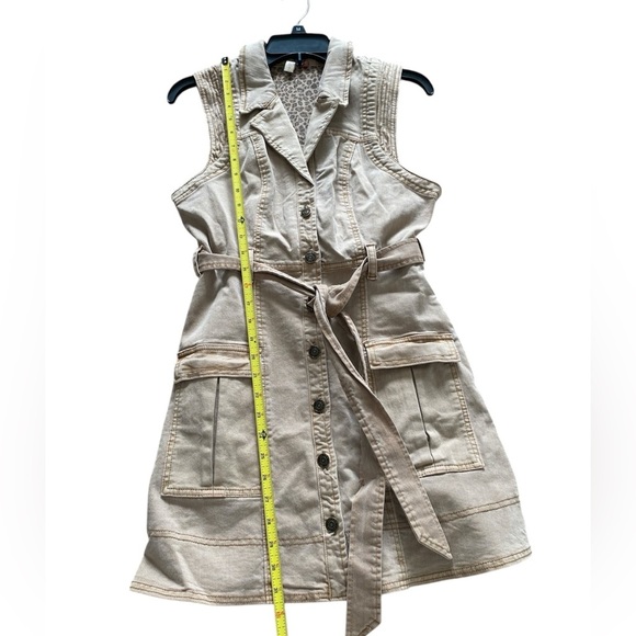 Pilcro Button-Front Mini Dress Tan Women’s Size 2 - Picture 6 of 8